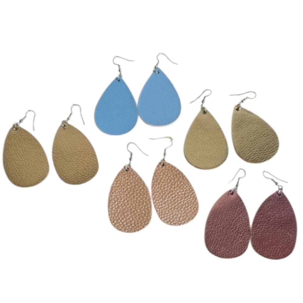 Leather Teardrop Earring Set